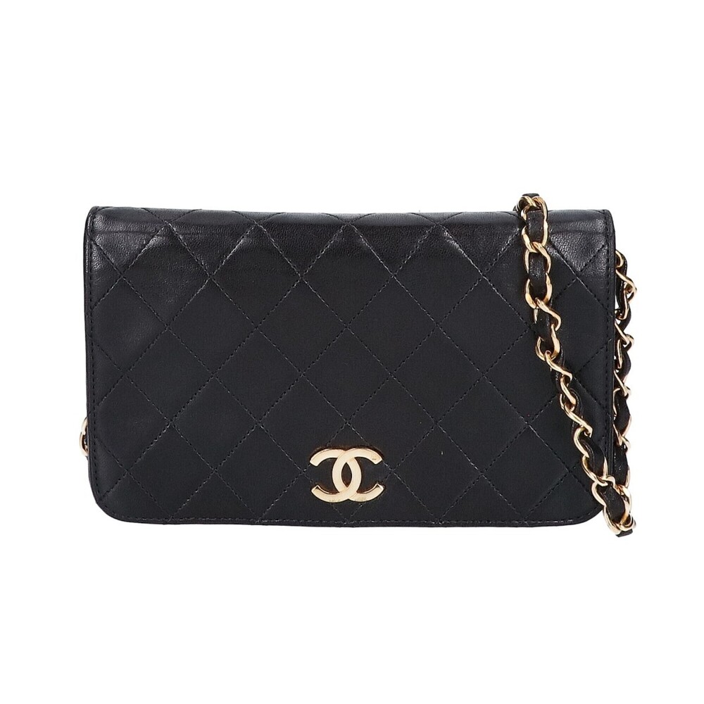 CHANEL Mini Matelassé Chain Shoulder Bag (No. 4) - Push-Lock Closure, Black w...